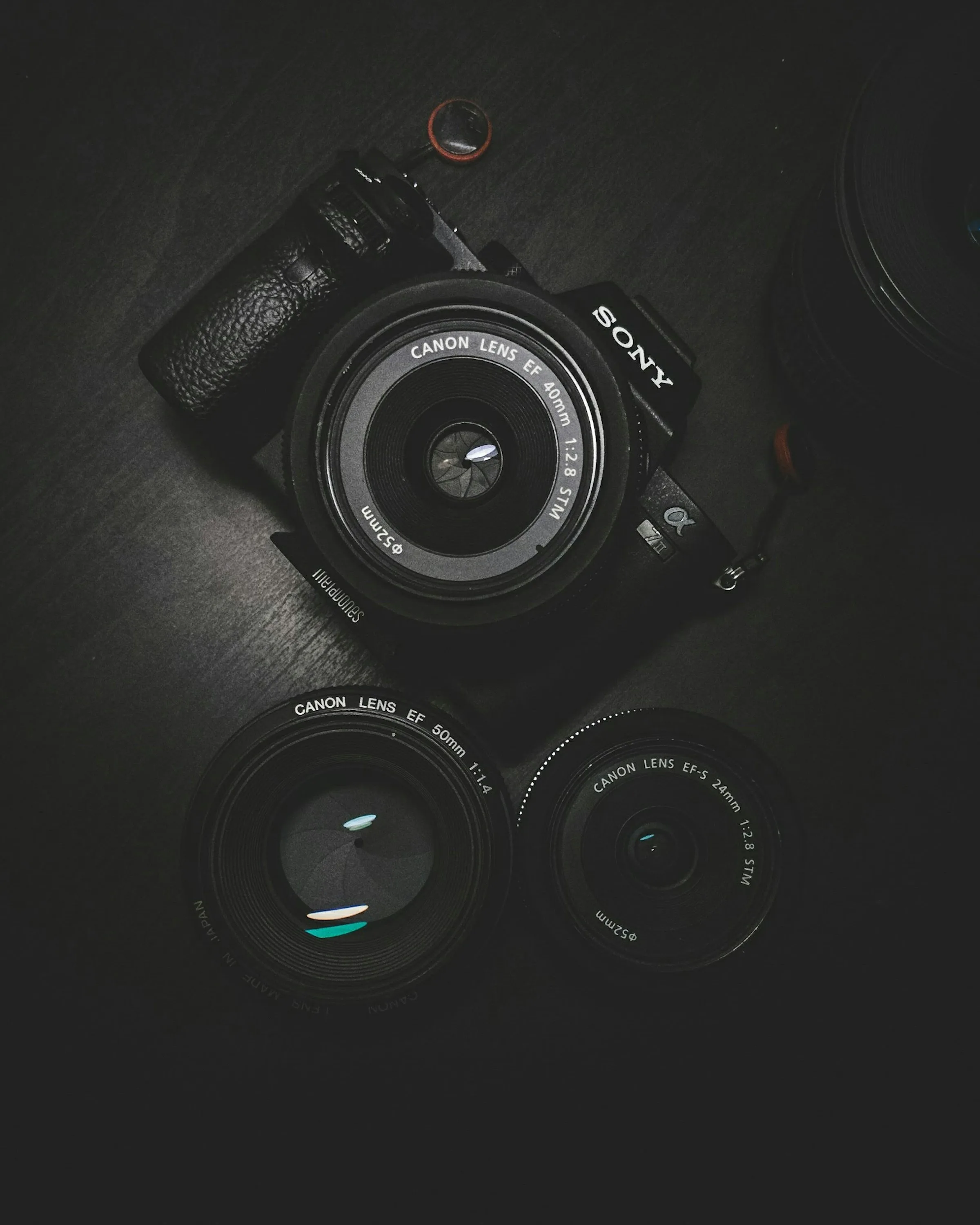 Close view of a camera and lens